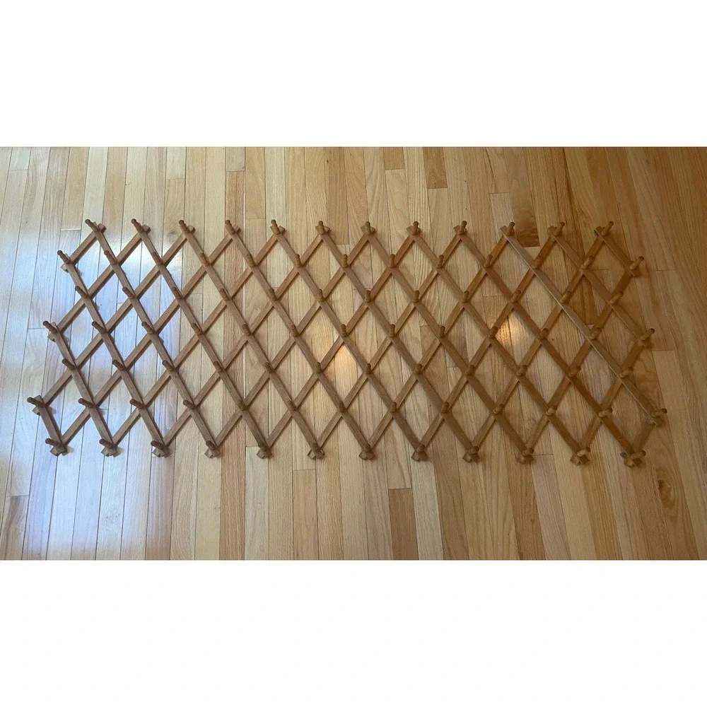 Lillian Vernon Vintage Wood Accordion Wall Rack Expandable Peg Organizer Large
